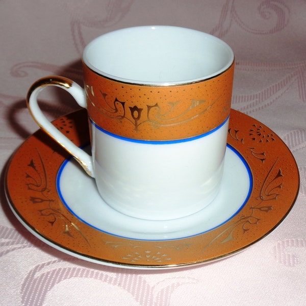 Vintage Expresso Confiserie HEIDEL Coffee Cup / Teacup and Saucer - Made in Germany