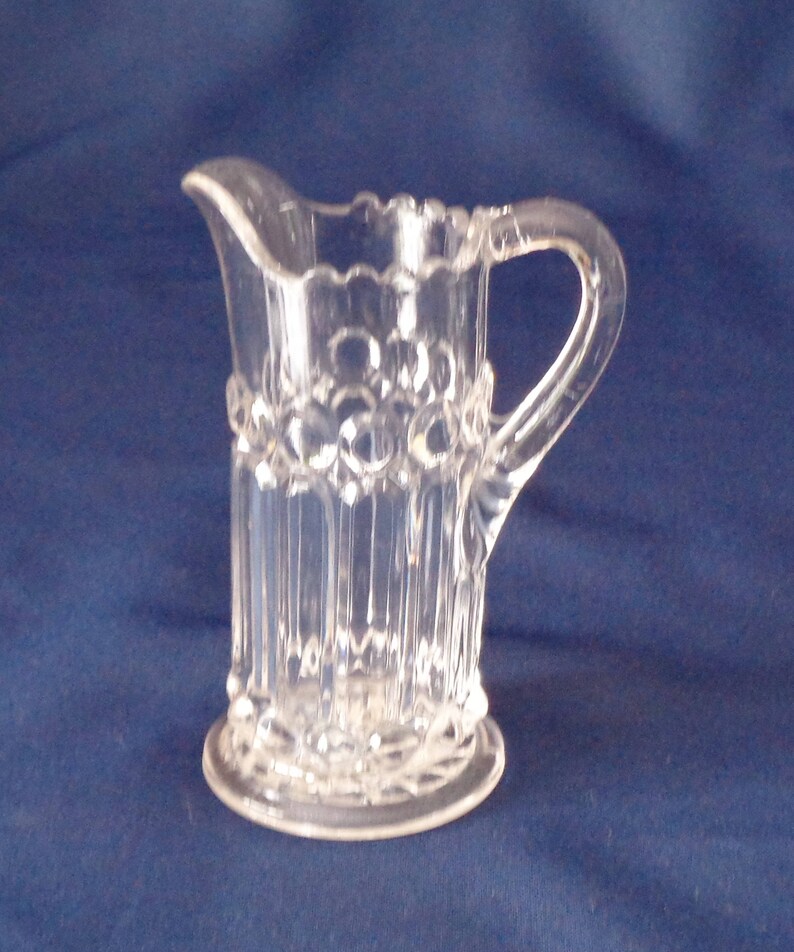 Vintage Early American Pressed Glass Footed Clear Creamer Etsy