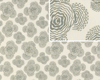 Amy Butler Midwest Modern Floating Buds in Gray Fabric - Free Spirit Fabric - Floral Fabric by the Yard - Gray and White - OOP Rare Fabric