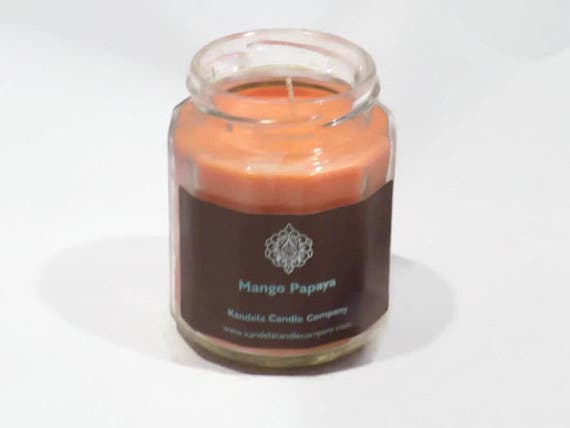 Mango Papaya Scented Candle in Twelve Sided Jar