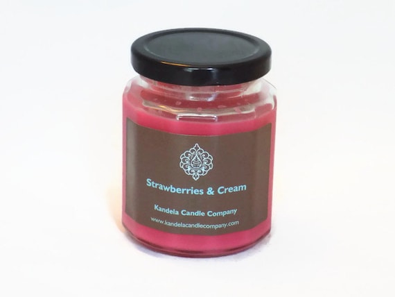 Strawberries and Cream Scented Candle 9 oz. Twelve Sided Jar