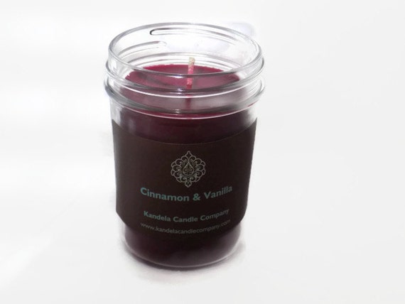 Cinnamon and Vanilla Scented Candle in 8 oz. Jelly Jar