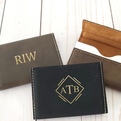Personalized Business Card Holder Vegan Leather Custom Etsy
