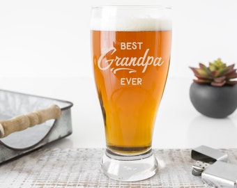 BEST GRANDPA EVER Personalized Beer Mug. Personalised Beer Glass. Custom Beer Mug. Engraved Personalized Gift for Dad. Fathers Day Gift.