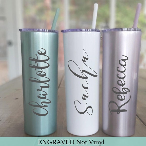 Engraved Tumbler, Stainless Steel Insulated Coffee Cup, Personalized Name Tumbler, Birthday Gift for Her, Wedding Tumbler, Skinny Tumbler