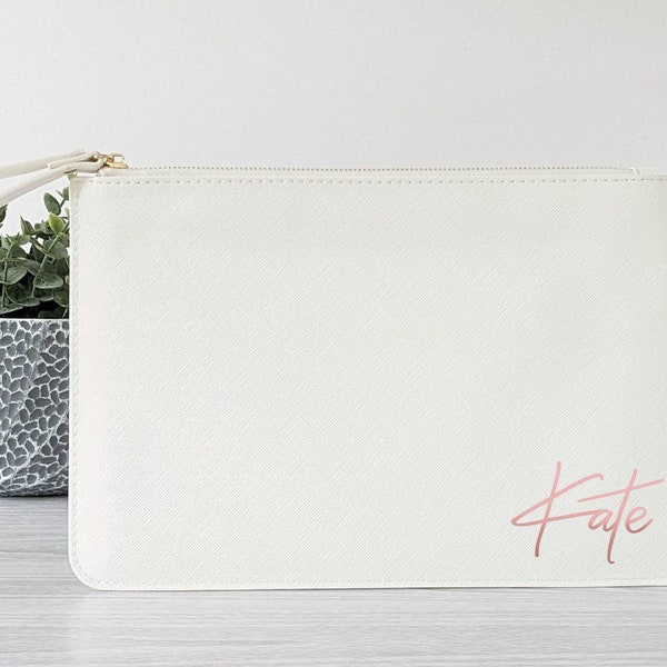 Personalized Clutch | Personalized Bridesmaid Bag | Custom Bridesmaid Clutch Bag  | Vegan Clutch Bags | Wristlet Wallet