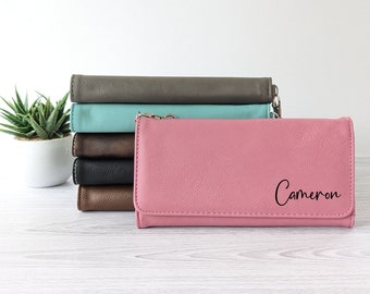 Personalized Womens Wallet | Monogram Purse |Personalized Card Wallet with ID Window | Minimalist Wallet | Personalised Gift for Her