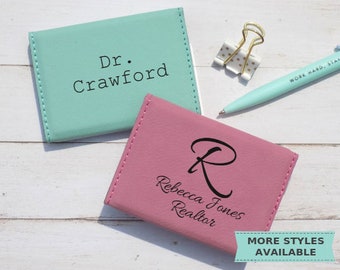 Personalized Business Card Case for Her, Custom Name Business Card Holder, Monogrammed Business Card Wallet, Office Accessory