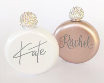 Monogrammed Gifts for Her, Engraved Flask for Women, Personalised Flask for Bridesmaids, Bachelorette Party Favors, Bridesmaid Proposal Gift