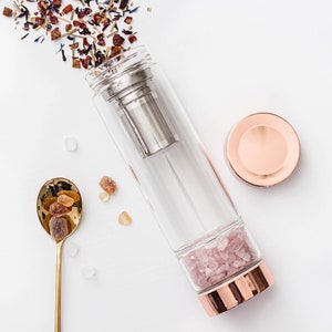 Nismcorg Crystal Glass Water Bottle - Tea Infuser Bottle with Tea Diffuser  - Loose Leaf Tea Bottle with Removable Protective Sleeve and Handle 