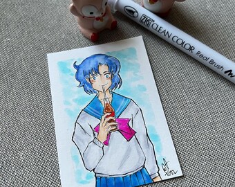 Sailor Mercury Ami Mizuno Soda Fan Art Artist Trading Card