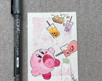 Kirby with Boba Tea Fan Art Artist Trading Card