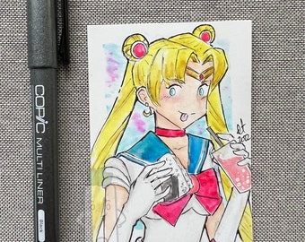 Sailor Moon with Boba Fan Artist Trading Card