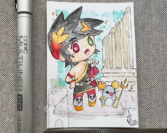 Chibi Zagreus from Hades Game Fan Artist Trading Card