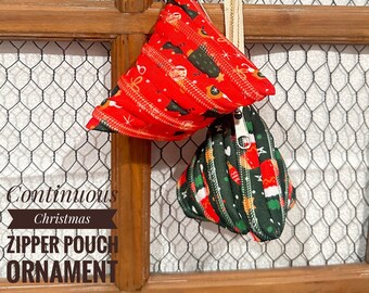 Continuous Zipper Pouch & Ornament - Ideal for Gift Giving, Gift Card Wallets, and Festive Decorations! Christmas Magic in Every Stitch!