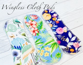 Wingless Pads - Extra Thick Layers, Reusable Cloth Pads,  4 Ply Cotton Menstrual Pads, Zero Waste, Feminine Pads, Sanitary Napkins