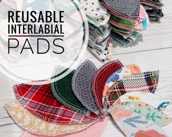 Petal Shape Interlabial Pads, Reusable Washable Menstrual Cloth Pads, Zero Waste, 100% Cotton, Random Patterns - Surprise Pattern of 12 pcs