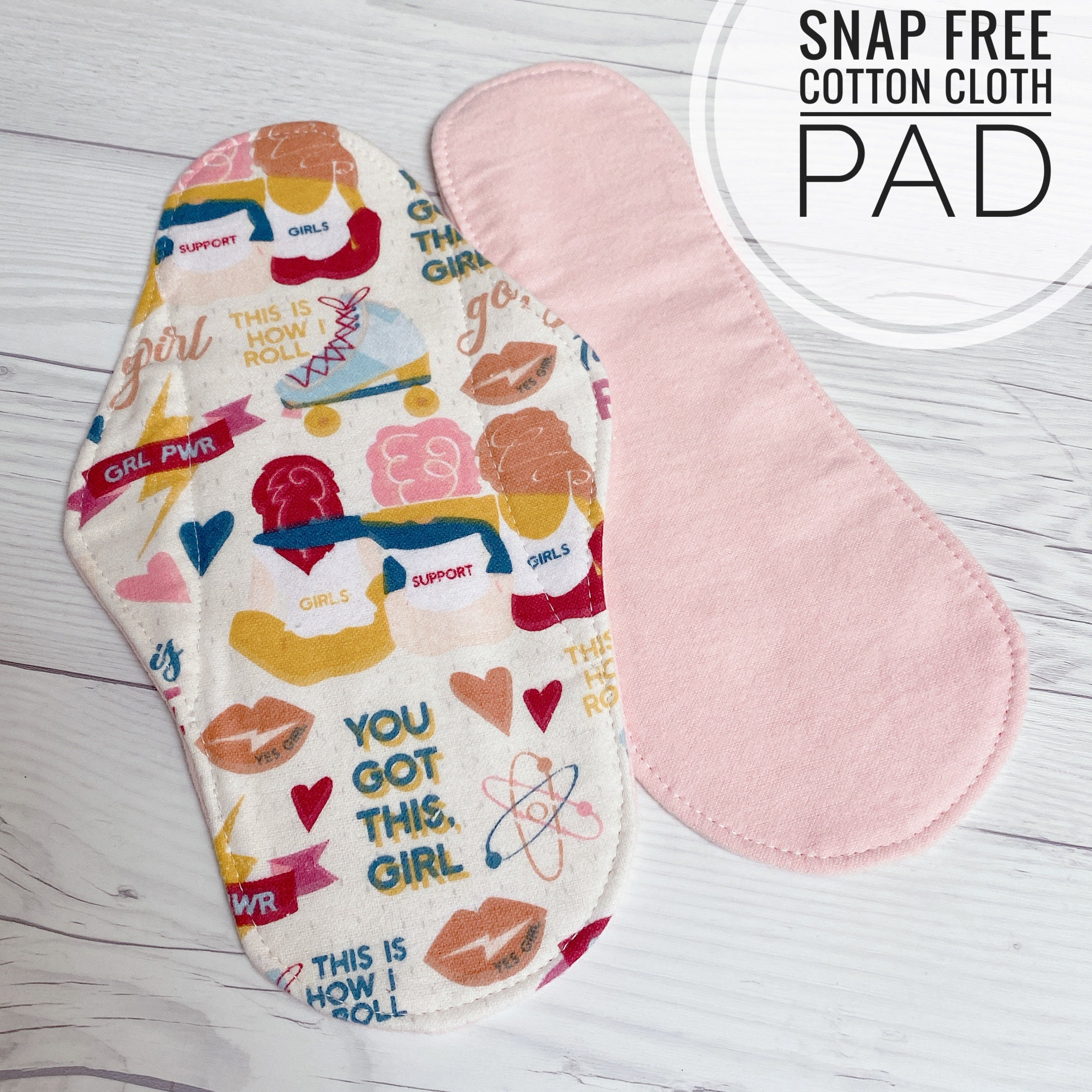 Zero waste Cotton Cloth Pad Menstruating Pad Sanitary Napkin Easy Flip Feminine Pad Snapless Snap Free Reusable Cotton Cloth Pads