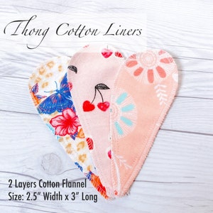 Wingless Thong Pads, 2 Ply Cotton Pantiliner Menstrual Pads, Reusable Cloth Pads, Zero Waste, Feminine Pads, Eco Friendly, Sanitary Napkins