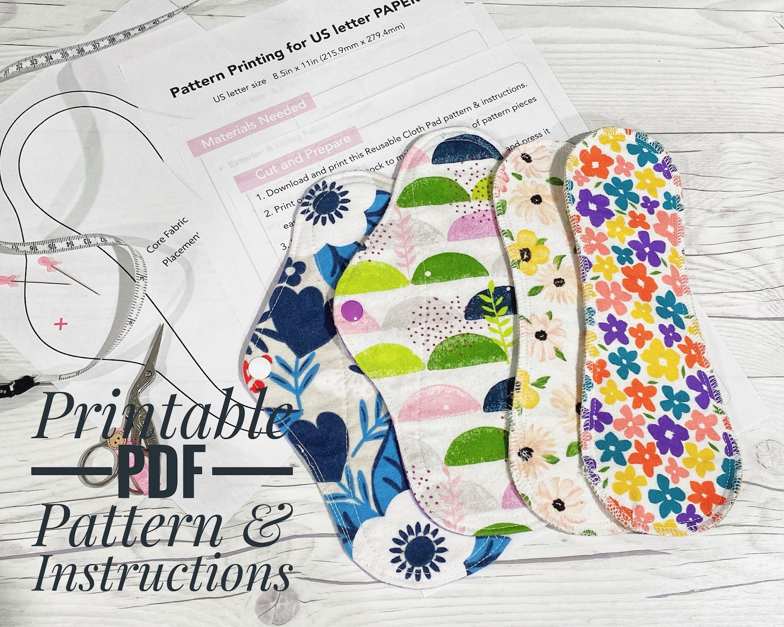Printable Cloth Pad Sewing Pattern – Regular & Wingless Pad (PDF ...