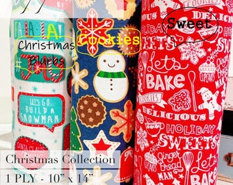 Christmas Cotton Flannel Unpaper Towels, Reusable 10"x14"