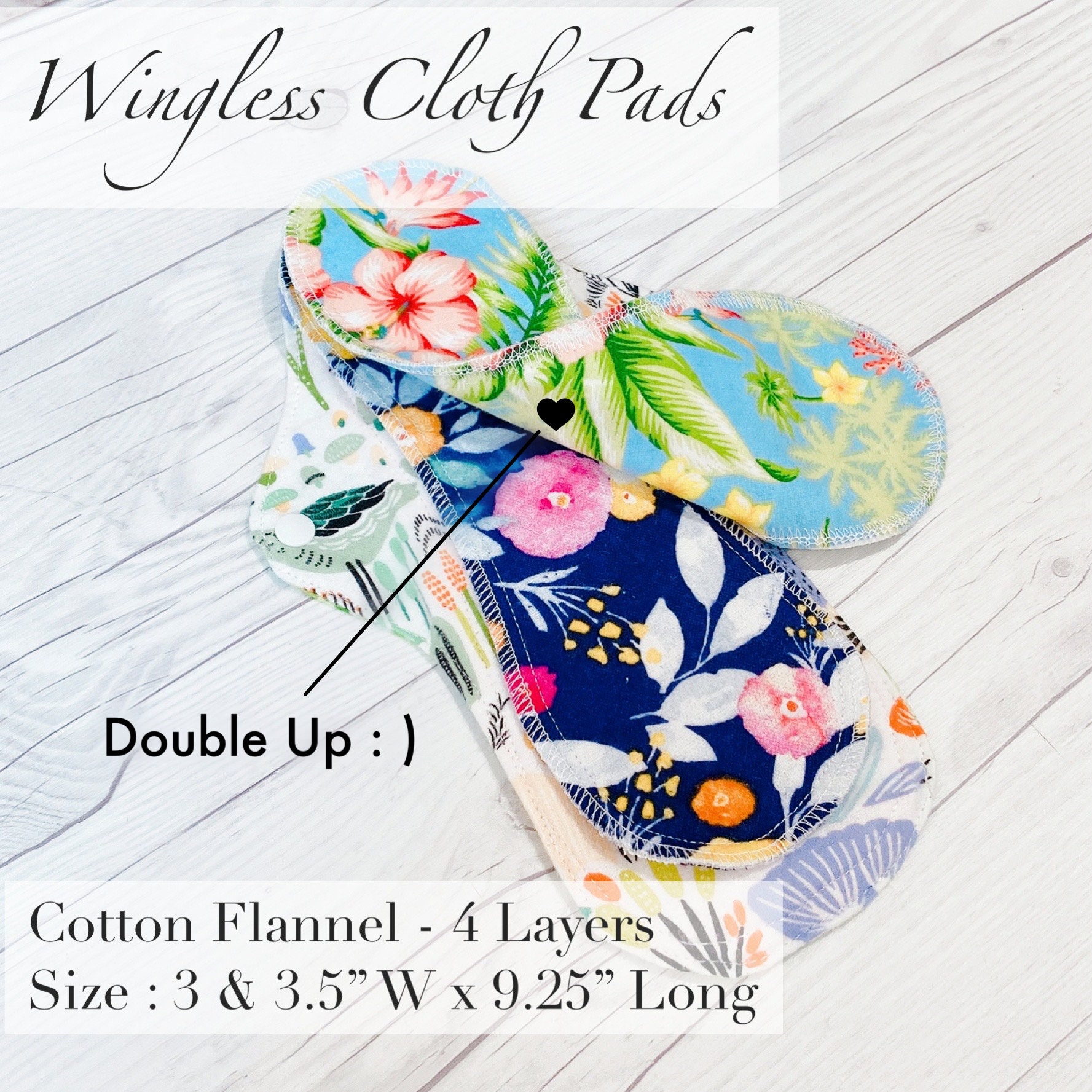 Wingless Pads Extra Thick Layers Reusable Cloth Pads 4 Ply Etsy