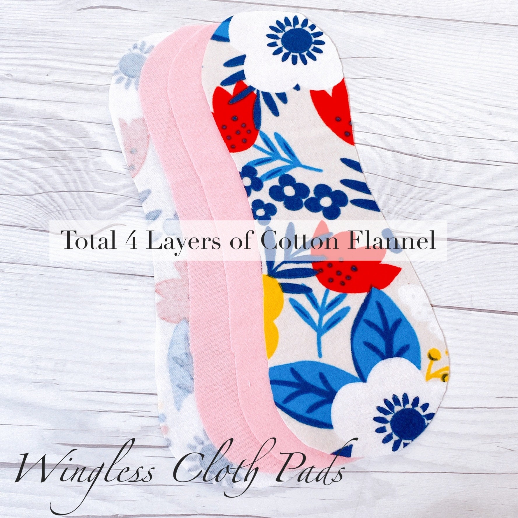 Wingless Pads Extra Thick Layers Reusable Cloth Pads 4 Ply Etsy