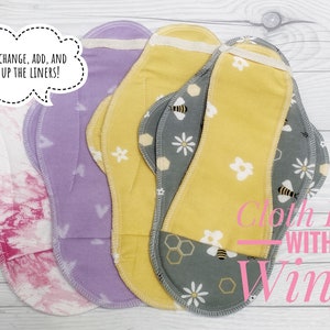 Reusable Cloth pad with wings, Extra Wide  Extra Thick Menstruating Pad, Cotton Feminine Pads, Sanitary Napkin, No Irritation - 100% Cotton