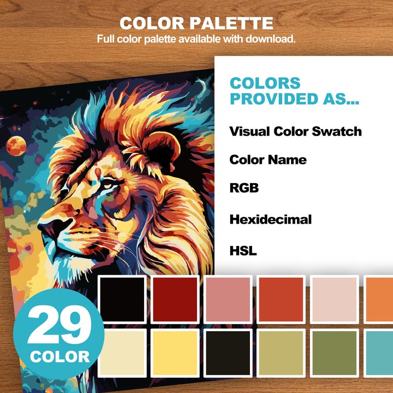 Lion Color by Number for Adults Printable Coloring Page Digital ...