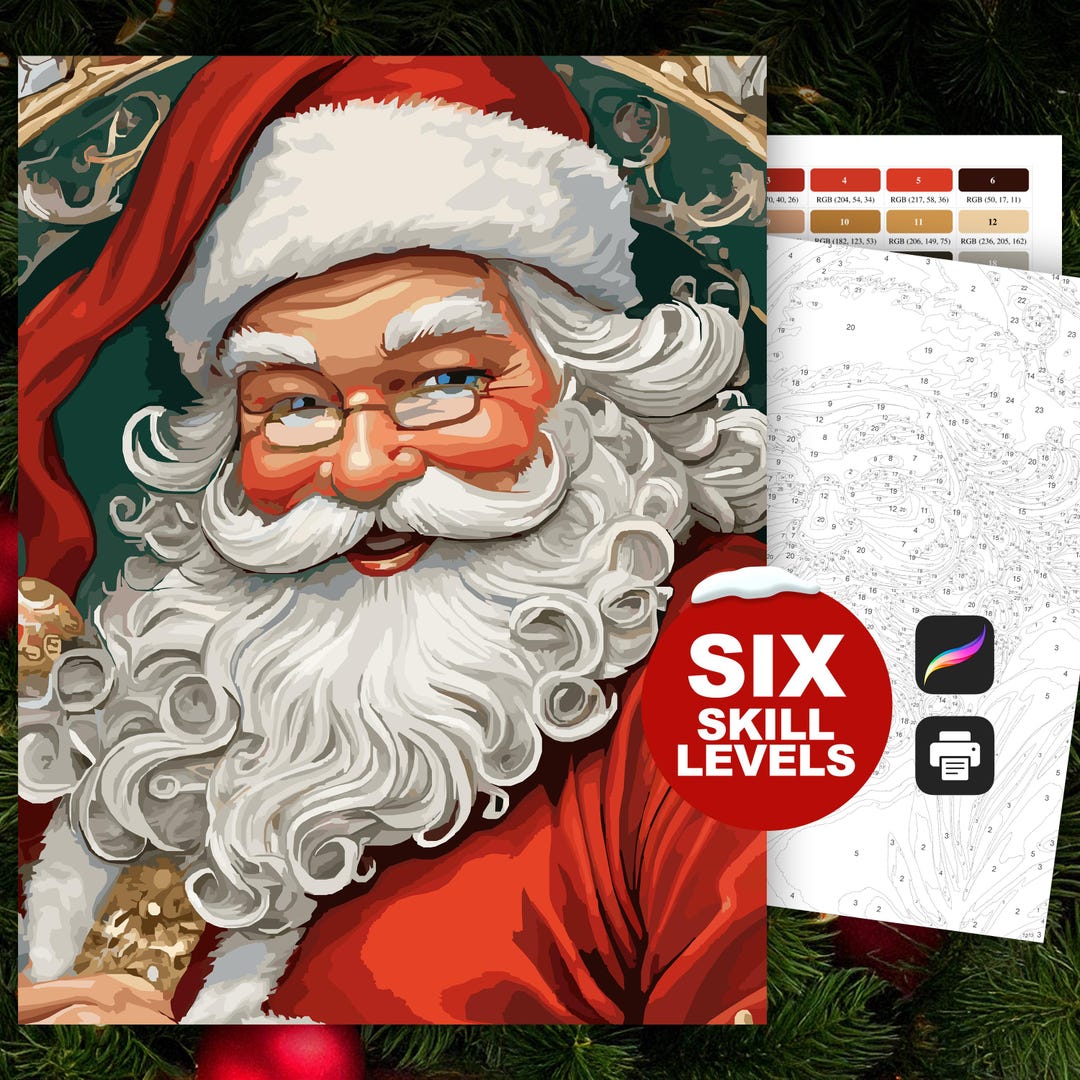 Color by Number Santa Claus Christmas Paint by Number Printable Kris ...