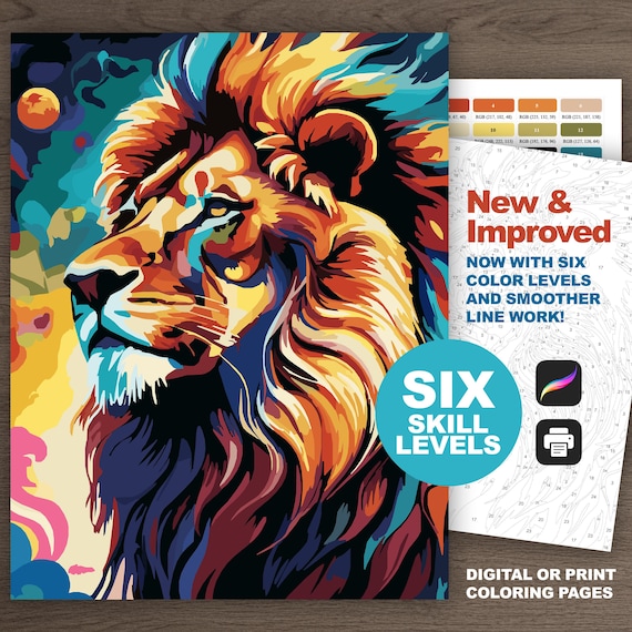 Lion Digital Paint by Number Kit for Adults, Proceate and