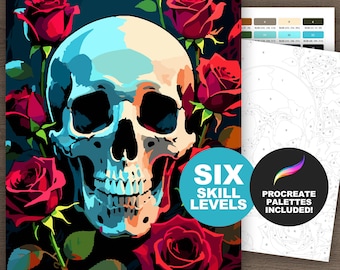 Memento Mori : reproduction d'une tête de mort avec des roses ou coloriages à imprimer pour adultes