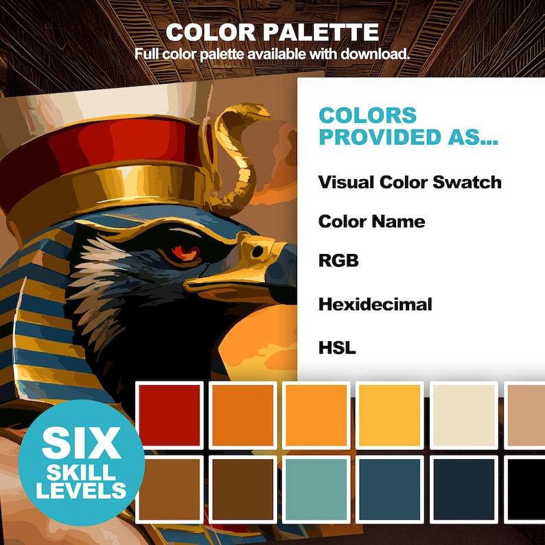 Egyptian God Horus, Color by Number: Ancient Egypt Procreate ...