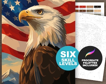 Kit de peinture numéro 250e anniversaire American Eagle : drapeau américain America 250, pages à colorier pour adultes (imprimables, procréer)
