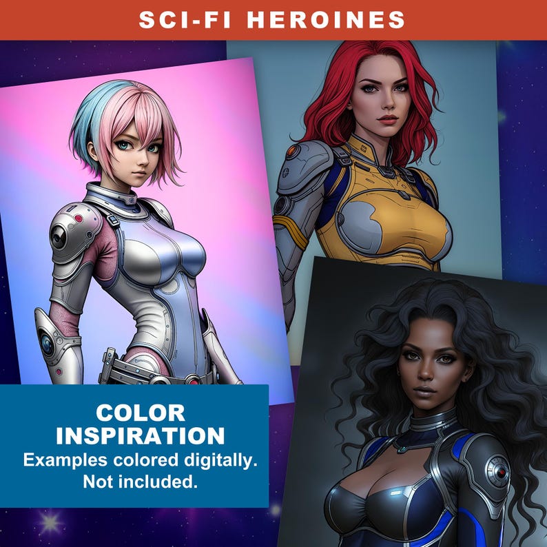 Sci-fi Coloring Book: Fantasy Science Fiction Grayscale Coloring Pages ...