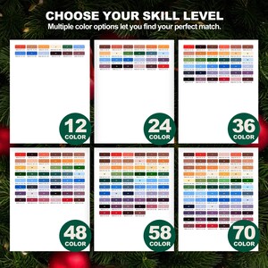 Christmas Reindeer Paint by Number color palette guides for six skill levels