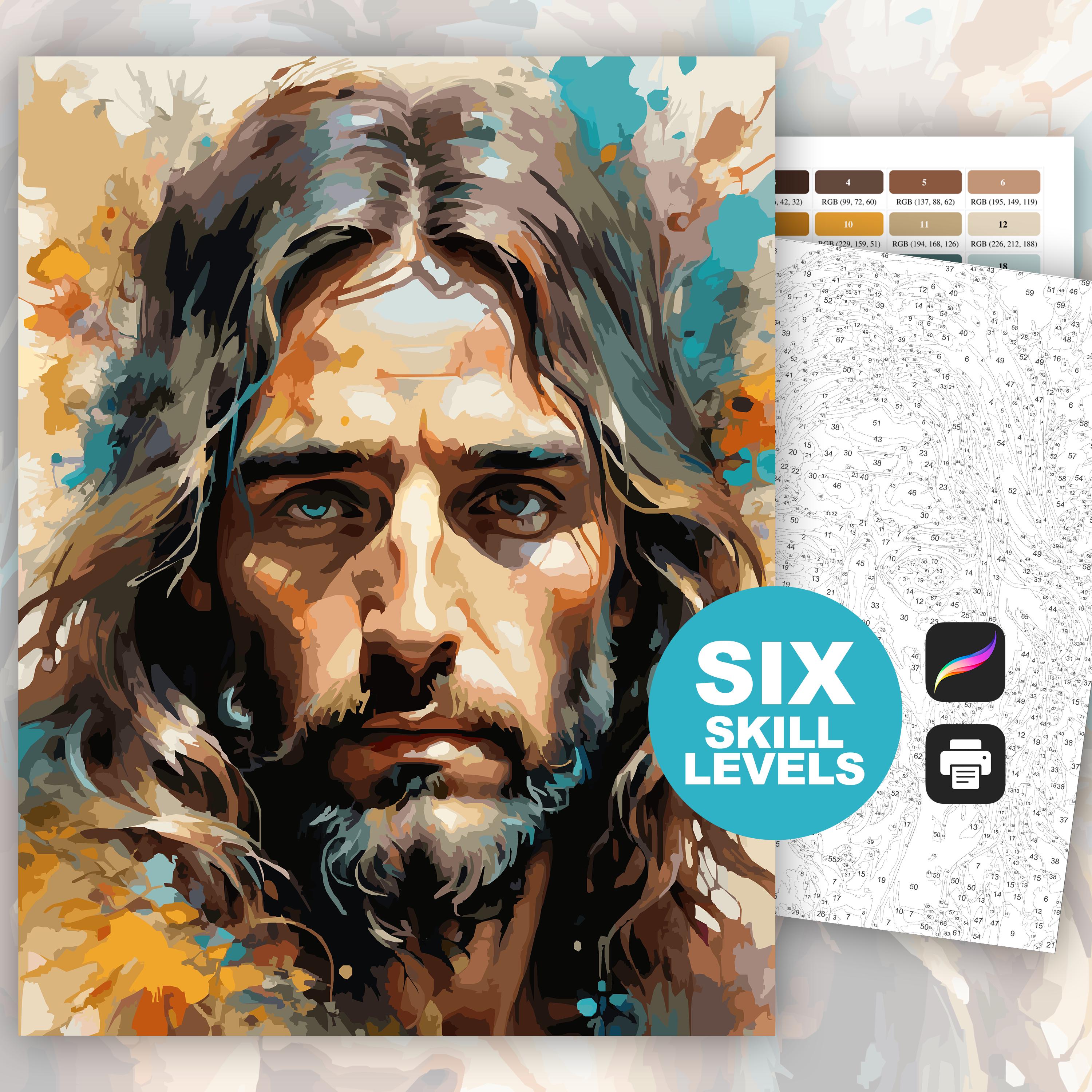 Jesus Color by Number for Adults Printable Christian Coloring Page Digital Download Religious Coloring Christian Art for Adult Prayer Color