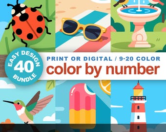 Lot de pages de coloriage d'été faciles à peindre : 40 modèles compatibles imprimables et procréés