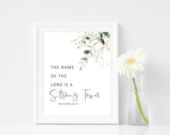 Eucalyptus Christian Christmas Gift Friend Wall Print Decor Frame Bible Verse Scripture Art Modern Christian Faith As for me and my house