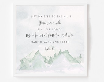 I lift my eyes to the Hills - psalm 121 v 1 Christian Christmas Present Bible verse scripture Frame - mountain scene for friend Christian