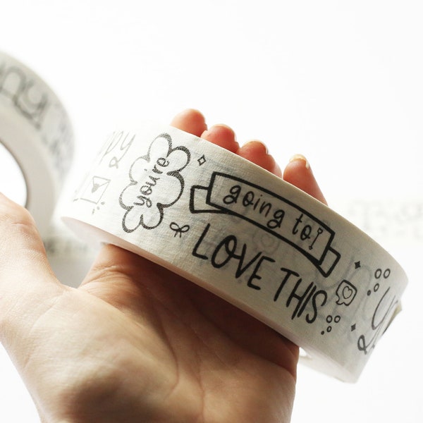 Eco friendly Packaging Tape Chistmas Happy Mail Fun  White Kraft Tape / Recyclable 50m Wrapping Self-Adhesive Tape Small Business Packaging