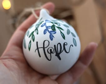Personalised First Christmas Bauble Wedding Home Baby Family Name Ceramic Tree Decoration Present engagement Gift Handpainted Foilage