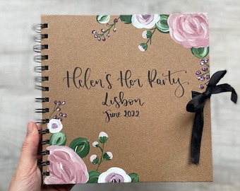 Hen Party Guestbook / Hen Party Scrapbook / Peony Wedding Guestbook / Personalised/ Floral Kraft Book / Birthday Scrapbook / Bridal Shower