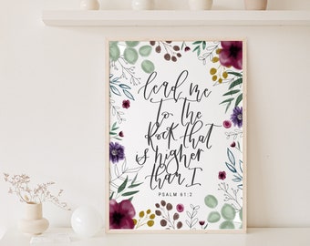 Lead Me To The Rock That Is Higher Than I - Psalm 61:2 Floral Christian Gift For Friend Pastor Minister Sister