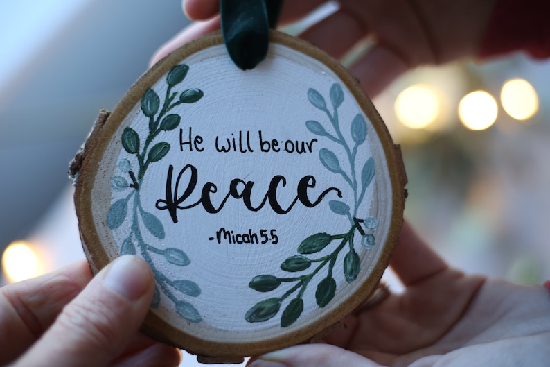 Christmas Tree Handpainted Floral Eco Friendly Bible Verse Christian