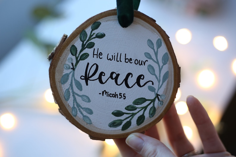 Christmas Tree Handpainted Floral Eco Friendly Bible Verse Christian