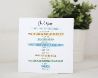 Christian Fathers Day Card | Promises Of God Bible Verse Scripture Father's Day Card | Dad Daddy | Dad Birthday Card | Father's Day Gift