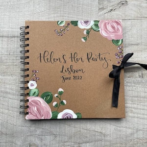 Libro degli ospiti per addio al nubilato / Album di ritagli per addio al nubilato / Libro degli ospiti per matrimonio con peonie / Libro personalizzato/ Kraft floreale / Libro degli ospiti per matrimonio / Bridal Shower