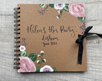 Hen Party Guestbook / Hen Party Scrapbook / Peony Wedding Guestbook / Personalised/ Floral Kraft Book / Wedding Guestbook / Bridal Shower