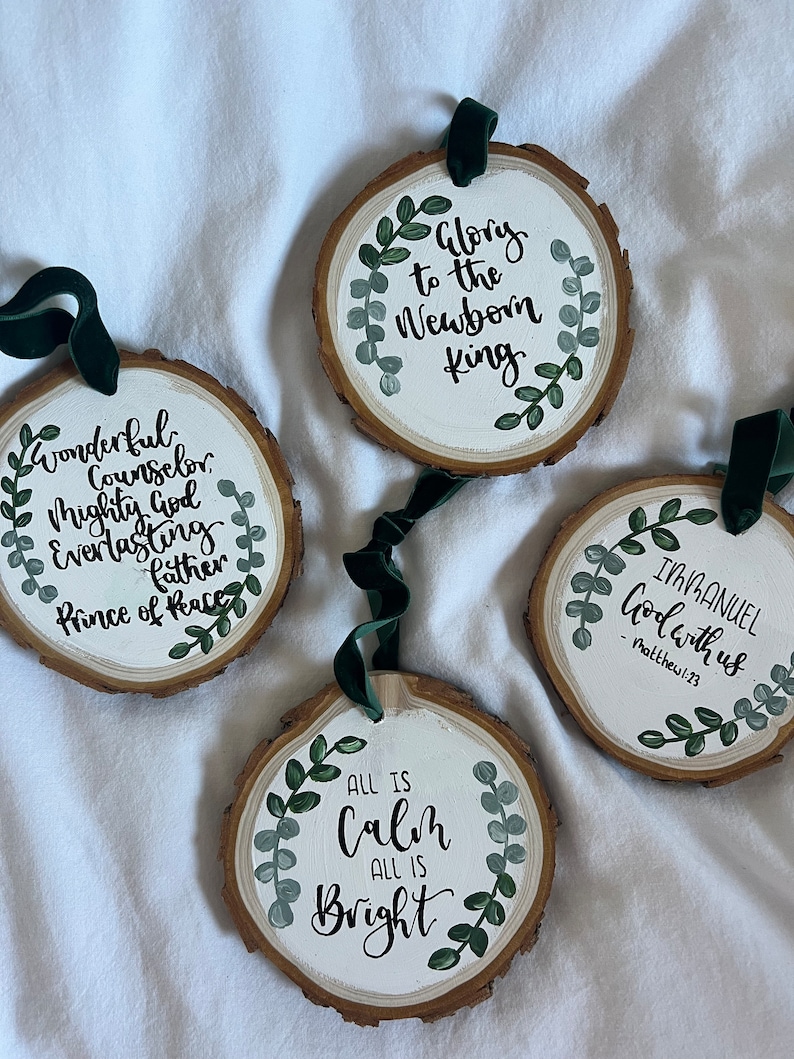 Christmas Tree Handpainted Floral Eco Friendly Bible Verse Christian